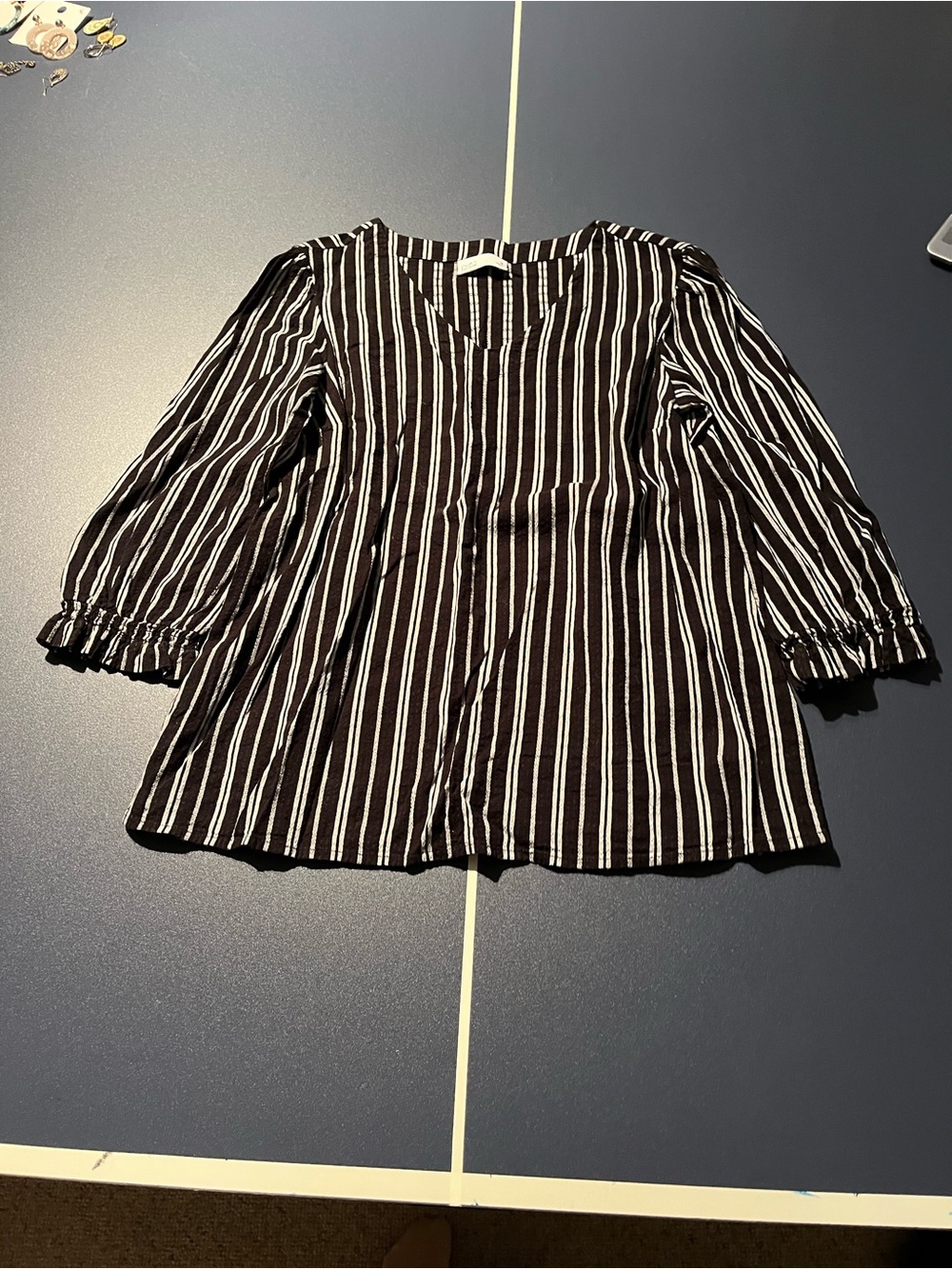 croft & barrow Black and White Vertical Stripe Girls Top